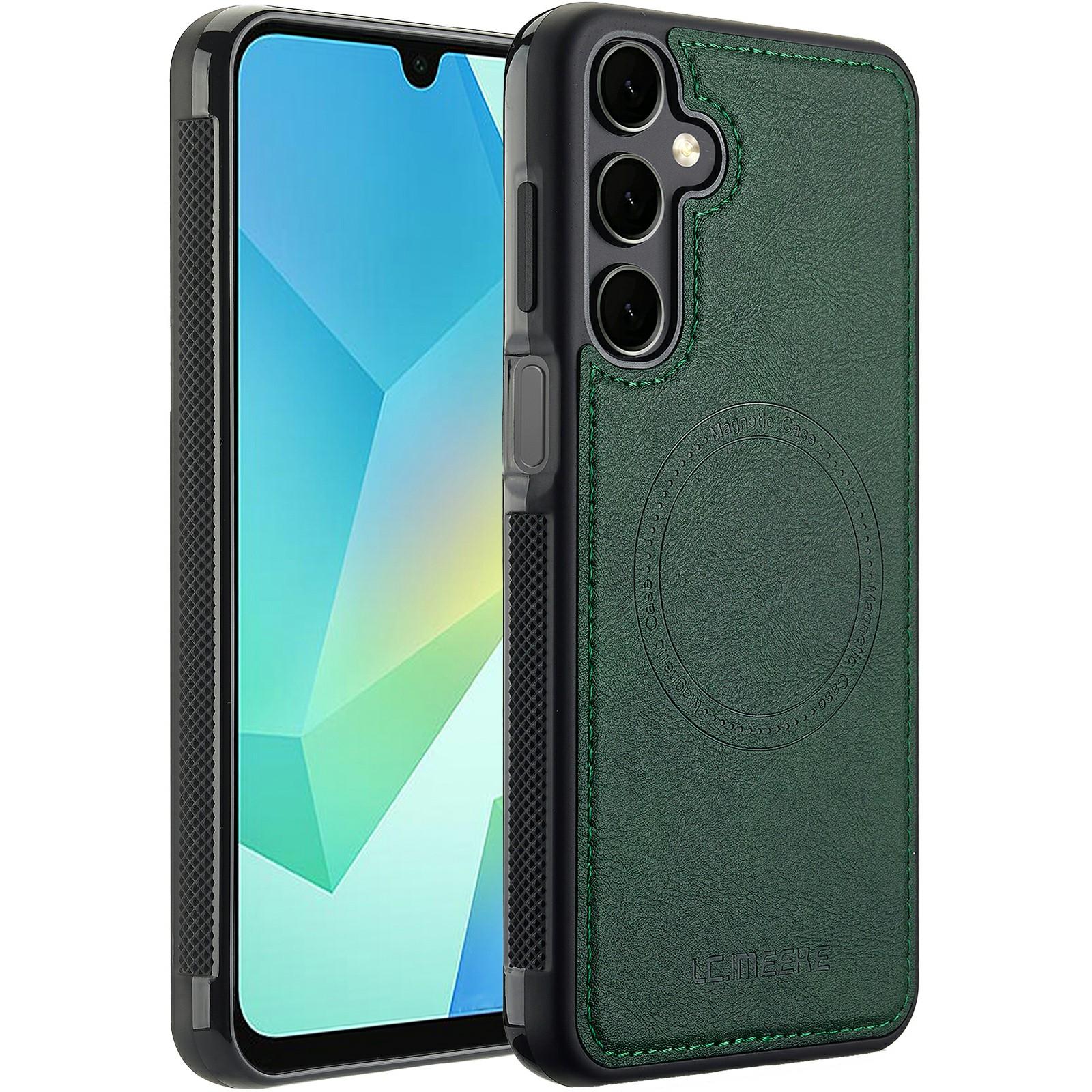 

LC.IMEEKE For Samsung Galaxy A16 4G/5G Magnetic Case Compatible with MagSafe Leather+TPU Back Cover Green
