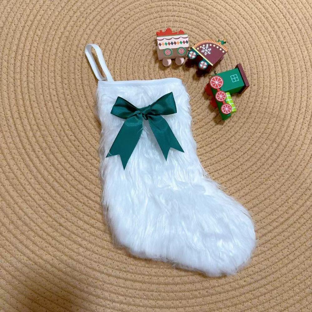 White Furry Christmas Stocking Ornament DIY Christmas Hanging Decoration Holiday Decorations