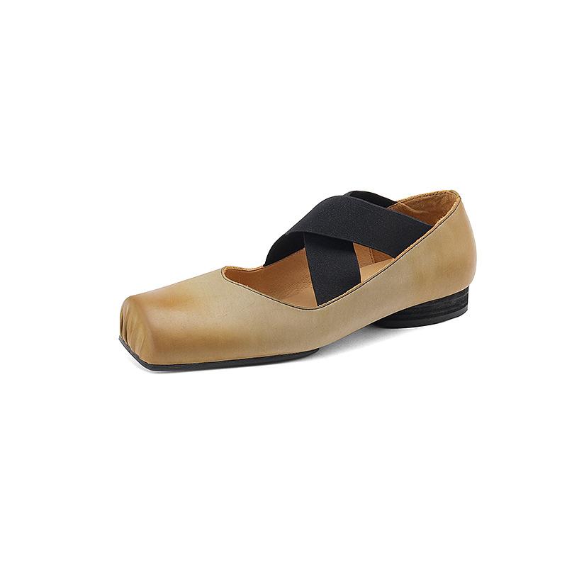 Factory straight pig nose shoes women's 2025 spring new full leather inside and out retro style ballet shoes secret