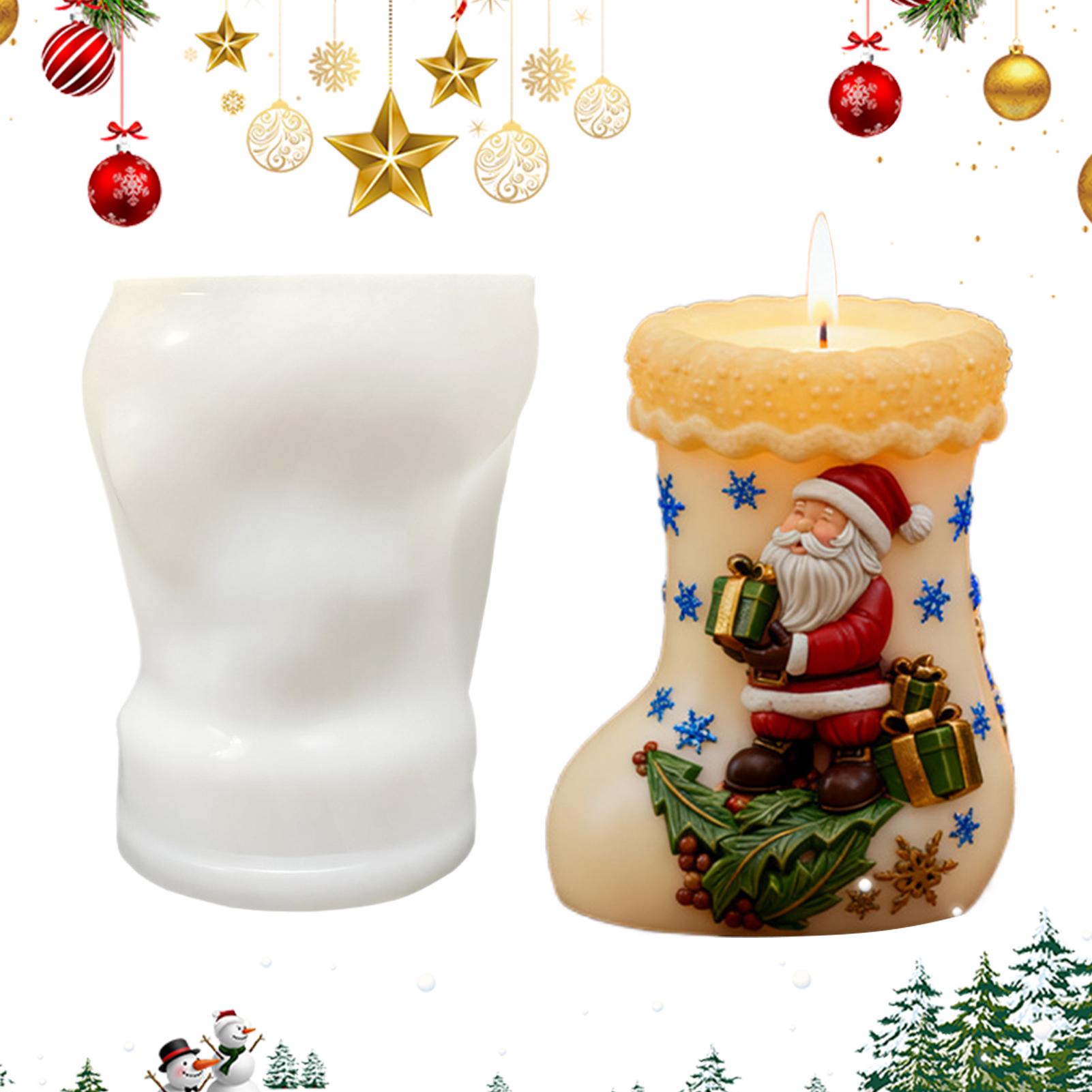 Santa Candle Silicone Mold Silicone Flexible Art Project Mould Christmas Stocking Candle Casting Mold For Children Beginners China Mainland