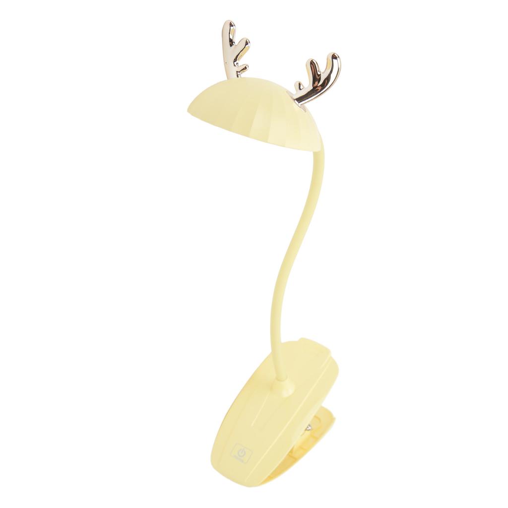 LED Clip On Lamp Cute Cartoon Three Color Temperature Dimmable Gooseneck Touch Table Light with Clamp for Reading Yellow