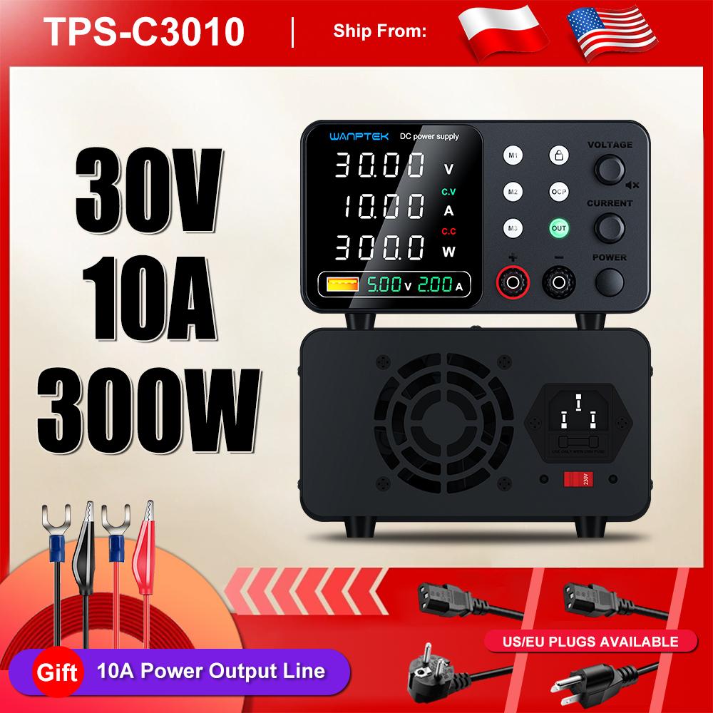 Wanptek DC Lab Power Supply 30V 10A  60V 5A  Adjustable Voltage Regulator Preset Voltage Current Dual Input Voltage 220V/110V