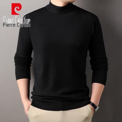 Men's Solid Color Semi-High Neck Knit Pullover