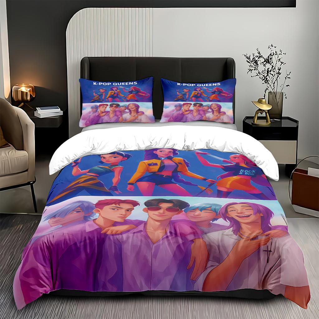 Set Letto KPOP Cacciatori di Demoni Queen King Size EU Singolo Copripiumino Copriletto Set Copripiumino Con Federe Per Compleanno Ragazze