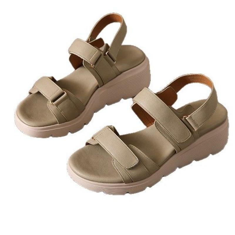 2025 Summer New Thick Bottom Slope Heel Sandals Lightweight Non-slip Comfortable Casual Sports Velcro Roman Shoes