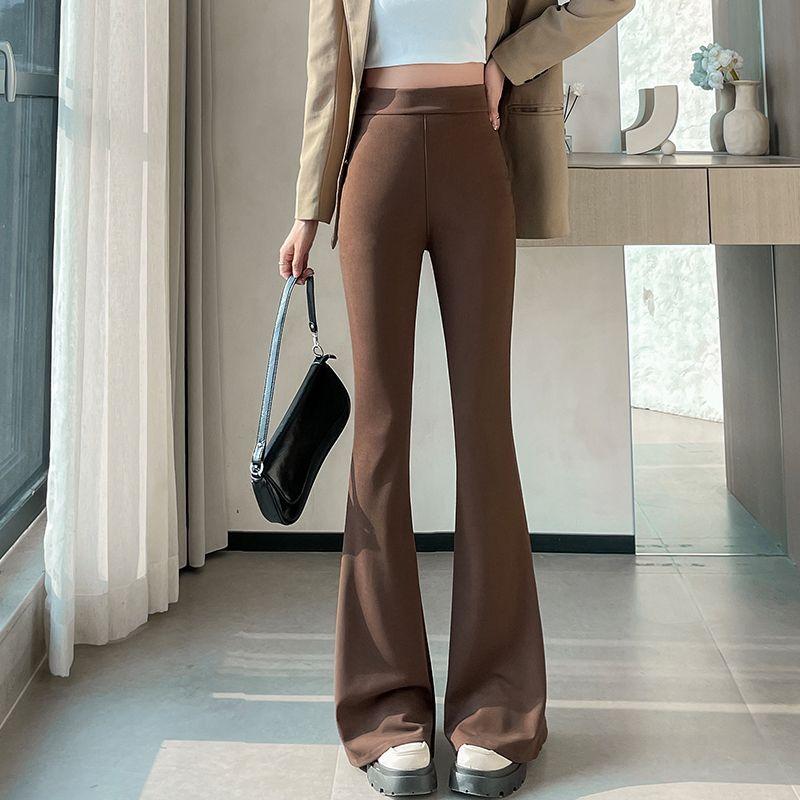 

Red Bootleg Pants Women s Spring & Fall High Waist Belly Contracting Drape Horseshoe Pants Stretch Silm Sports Yoga Shark Pants Nine-point Brown XL