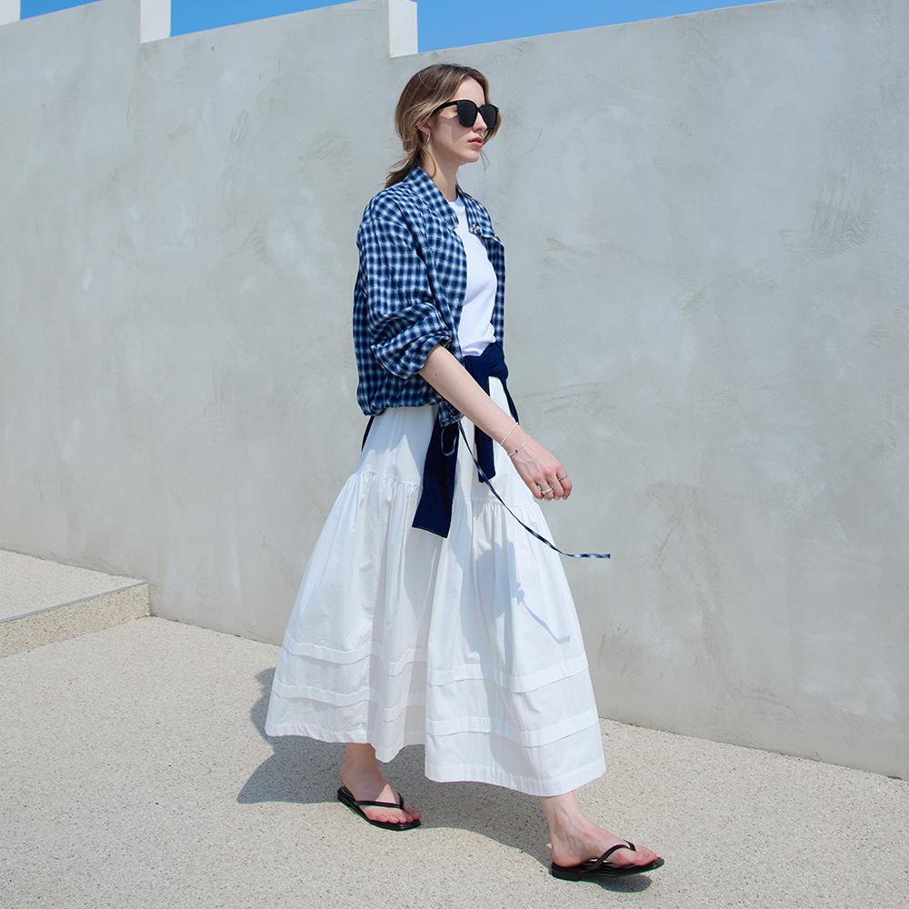 Kelly Donahue Cotton Tiered Long Skirt White