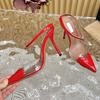 Fashion 2025 Summer New Gold Flower Square Thin Heel Single Shoes With Sexy Open Toe Design Sense Women Sandals