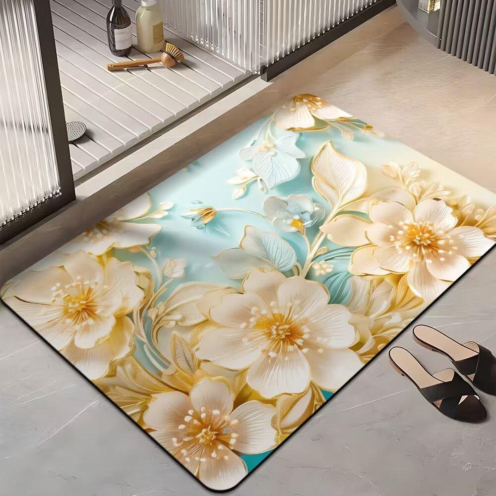 

Быстросохнущий коврик для двери ванной комнаты, впитывающий диатомовую грязь, напольный коврик для туалета, противоскользящий коврик для входной двери в туалет, коврик для ног из диатомовой земли 50 * 80cm [crystal velvet]