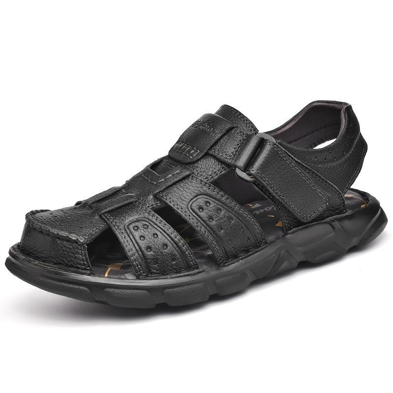 Summer 2025 outdoor sandals men's new casual leather soft sole middle-aged and elderly dad non-slip beach cool slippers