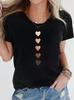 Women Heart Print Short Sleeve T-Shirt Casual Round Neck Summer Graphic Tee
