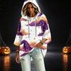 Women's Three-Quarter Sleeve Hoodie with Halloween Print Pullover Top