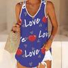 Top bez rękawów z nadrukiem symbolu serca 3D dla kobiet Trening Joga Siłownia Letnie Koszulki Sportowe z Nadrukiem Duże Rozmiary Kamizelki