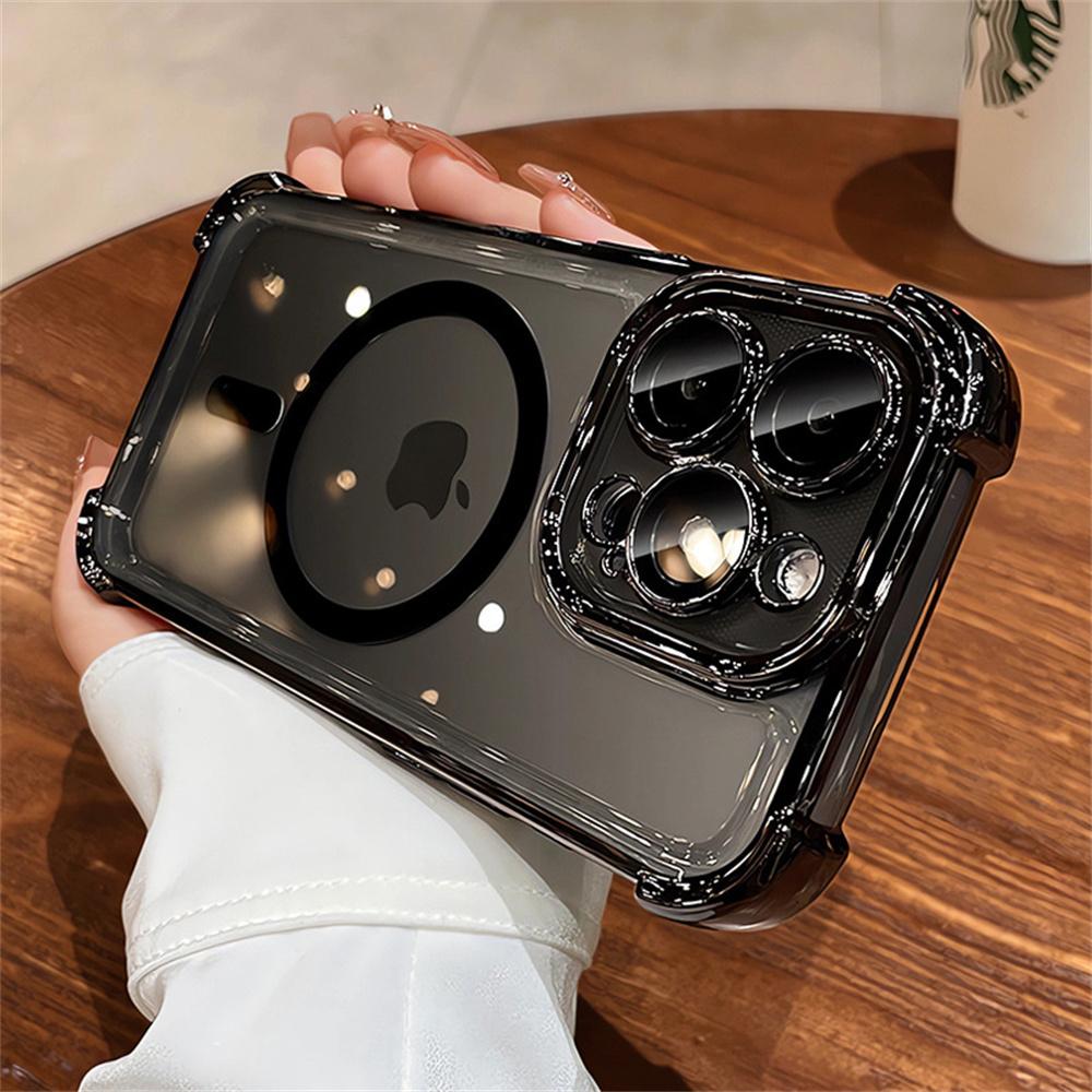 For Magsafe Shockproof Plating Phone Case For iPhone 16 15 14 13 12 11 Pro Max Plus Cover For Iphone 16 Pro Max Magnetic Cases