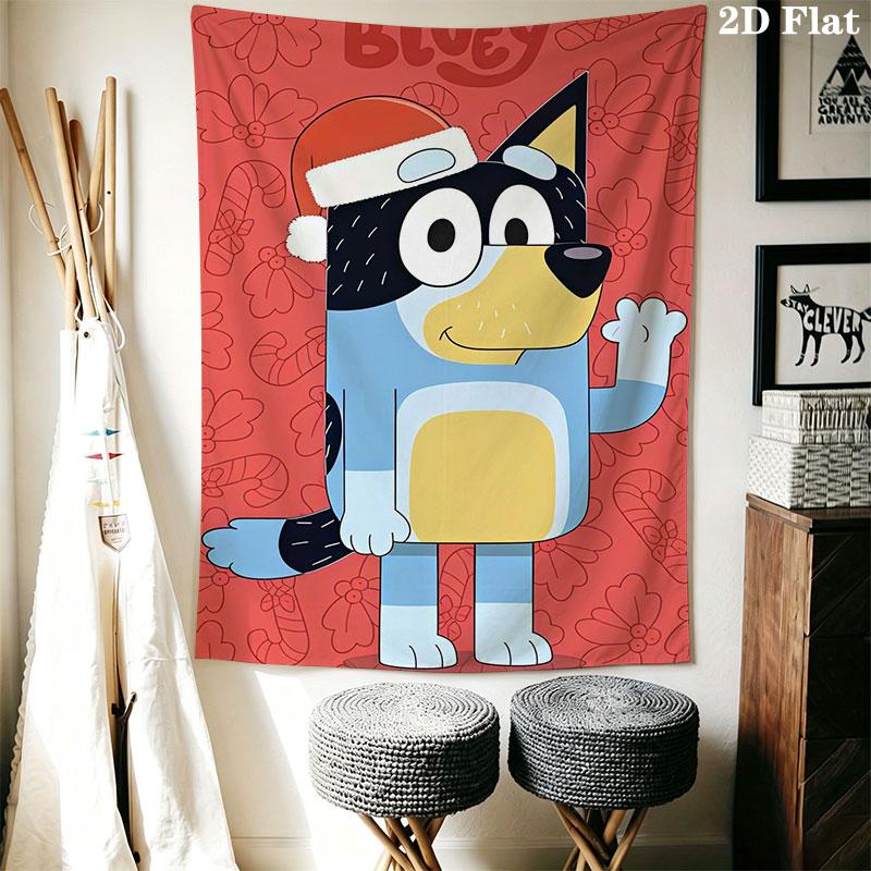 Bluey Animation Wall Hanging Printed Fabric Blanket Decorative Tapestries for Bedroom Living Room Home Decor