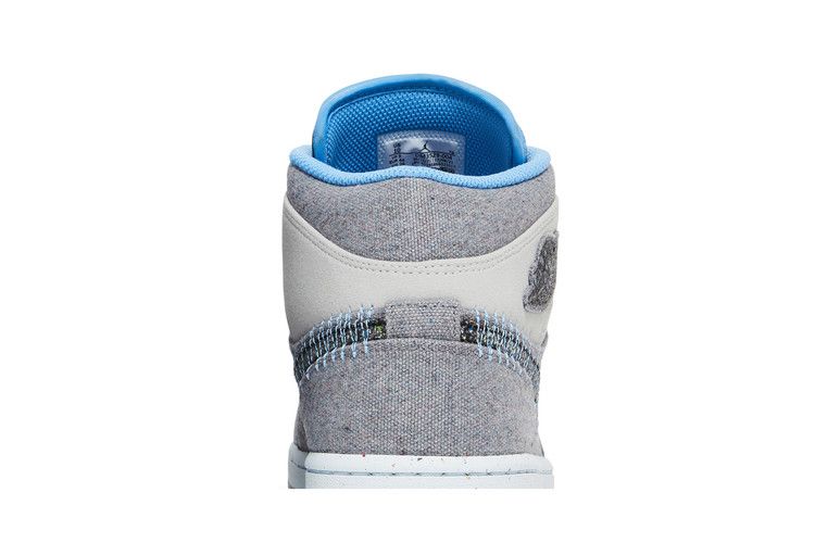 Jordan 1 Mid Crater Grey University Blue Men's Sneakers