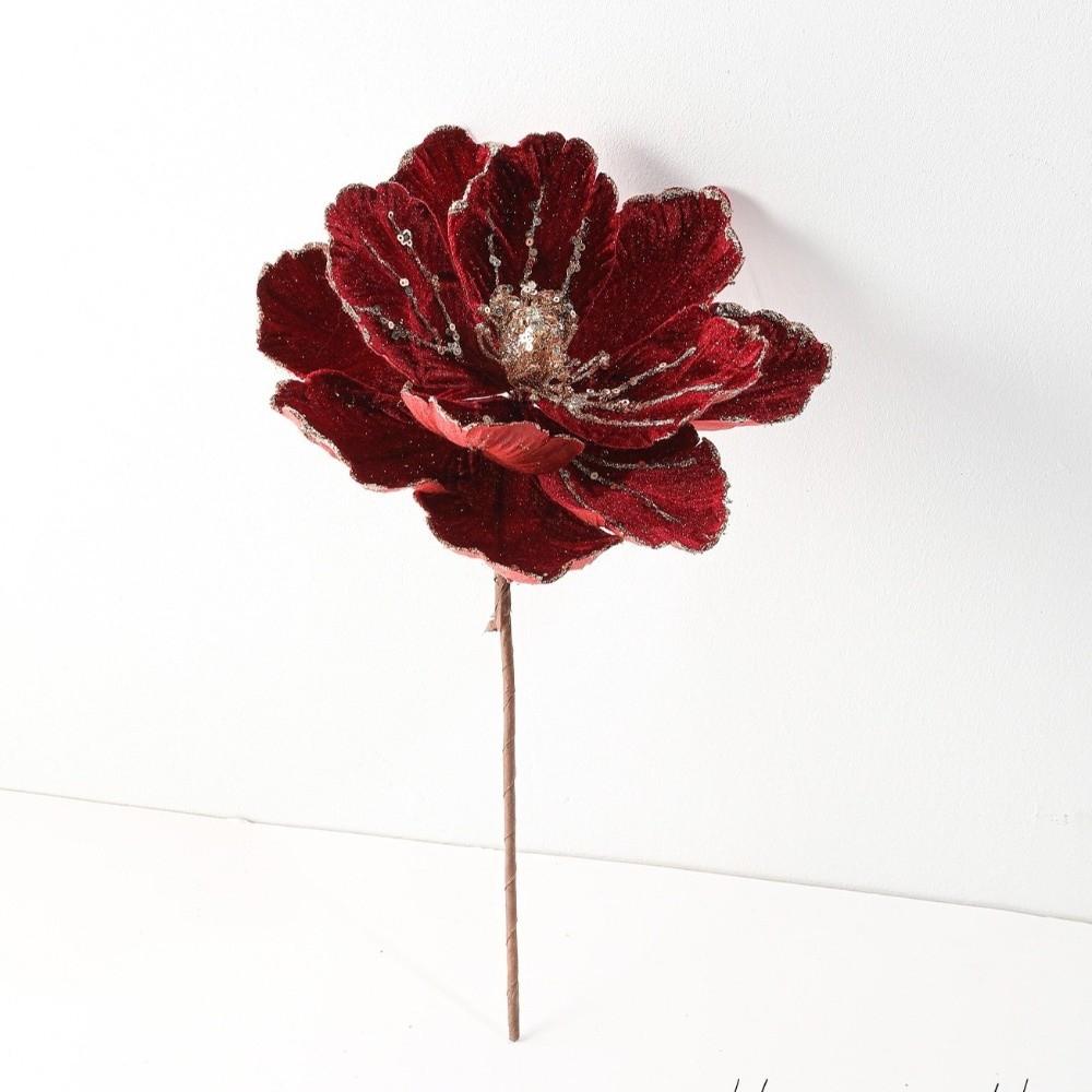 New 22CM Artificial Poinsettia Flower Sequins Sparkling Simulation Flowers Glitter DIY Christmas Flower Home Decoration