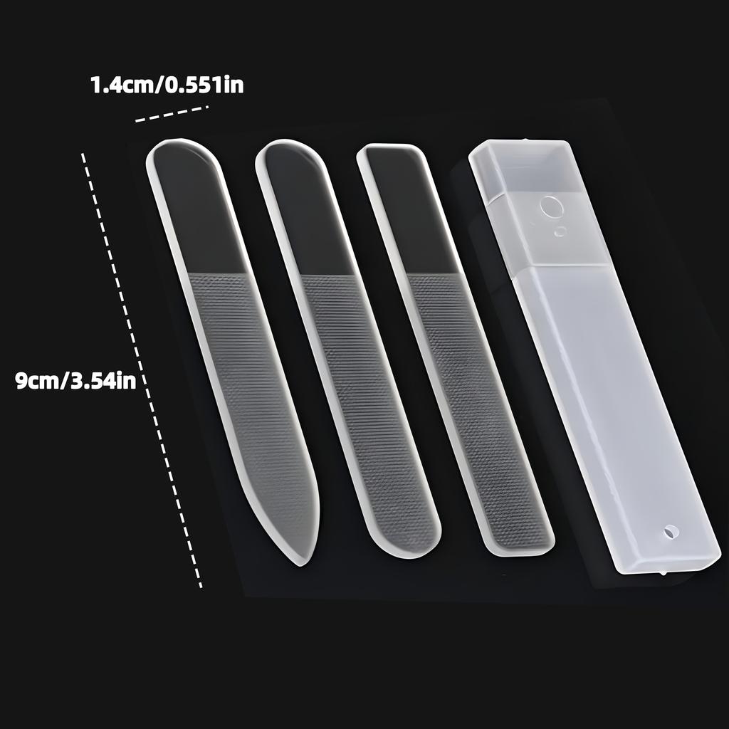 1pc Nano Glass Nail File Set with 3 Storage Boxes for Grinding, Polishing and Repairing Nails, Transparent Crystal Nail Art Tool