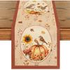 Artoid Mode Chinese Rural Style Pumpkin Bird Floral 210 GSM Fall Table Runner, Seasonal Autumn Kitchen Dining Table Decoration for Home Party Decor