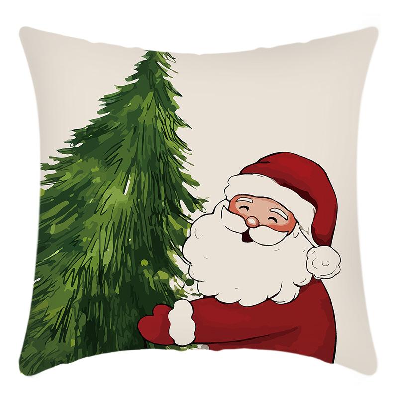 New Christmas Elk Santa Print Pillow Home Sofa Cushion Cover