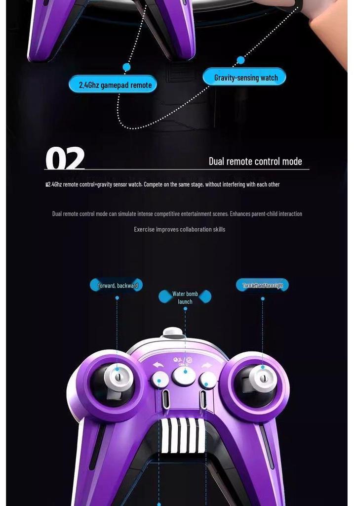 Six-Wheel Remote Control Stunt Tank: Gesture-Sensing Off-Road Water Bomb Toy for Kids