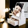 Portable Desktop Makeup Mirror & Skincare Organizer with Dustproof Storage for Cosmetics, Lipsticks, and Jewelry