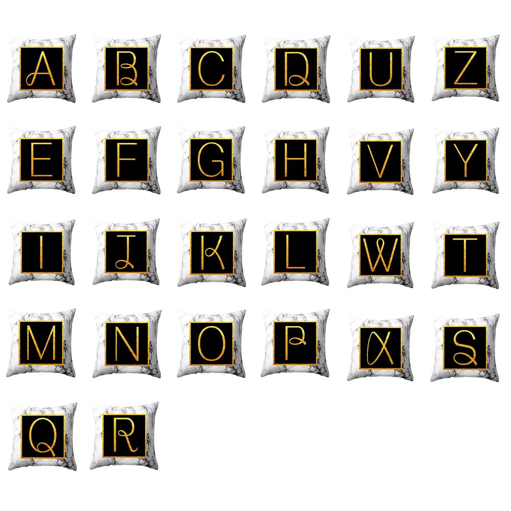 Marbled Golden Letters Pillowcase Sofa Pillow Cushion Cover 45 * 45cm