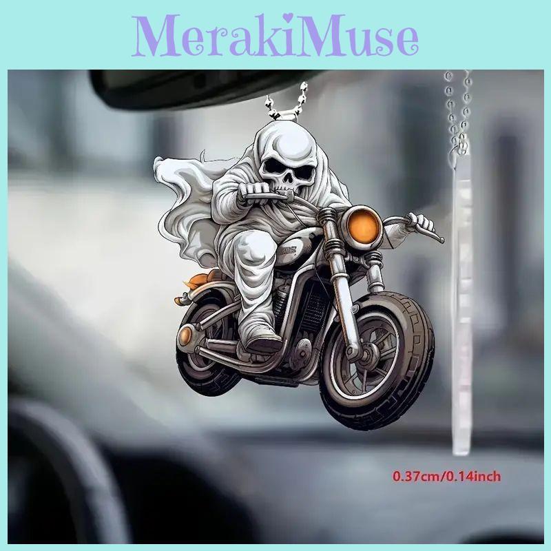 Themed Halloween Skull Riding Motorcycle Pattern Pendant For Decor Holiday