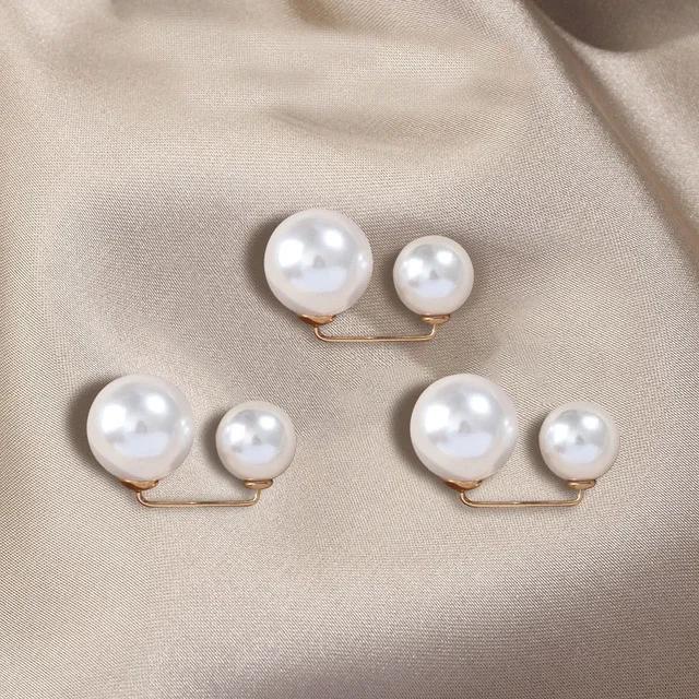 3 Pcs/Set Women Sweater Cardigan Clip Coat Summer Dress Jewelry Double Pearl Brooch Pins Anti-fade Exquisite Elegant Brooches