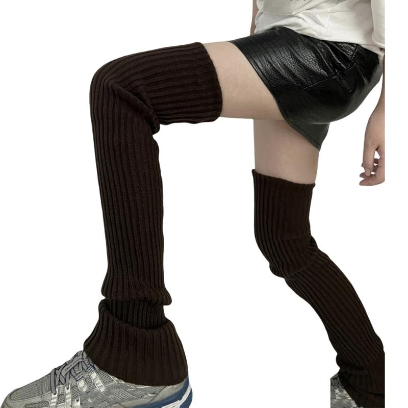 Women Color Knit Long Socks Subcultures Leg Warmers Winter Warm Ankle Heap Socks Thigh High Stocking Harajuku Boot Socks
