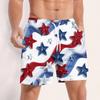 Men Swim Trunks Drawstring Waist 3D Star Print Quick Dry Board Shorts with Mesh and Side Pockets