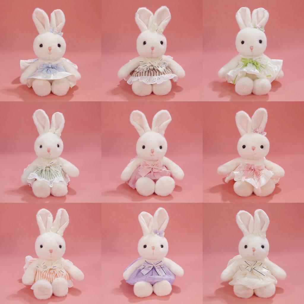 Plush Rabbit Toy With Dress And Bow Decoration For Girls