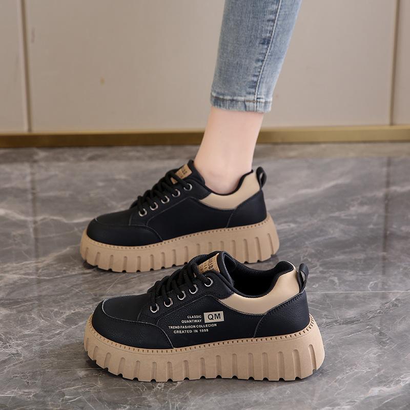 Thick-soled muffin board shoes women's sports versatile height increase niche casual trend cookie shoes