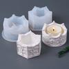 3D Carousel Pattern Candle Jar Silicone Mold DIY Octagon Round Vase Casting Molds Plaster Resin Storage Box Craft Making Home De