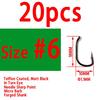Bimoo 20pcs TEFLON Coated High Carbon Steel Carp Fishing Hook Bent Eye Micro Barb Terminal Tackle
