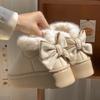 thick-soled cotton slippers, indoor warm and velvet snow boots in autumn and winter, and home bows and all-inclusive cotton shoes.