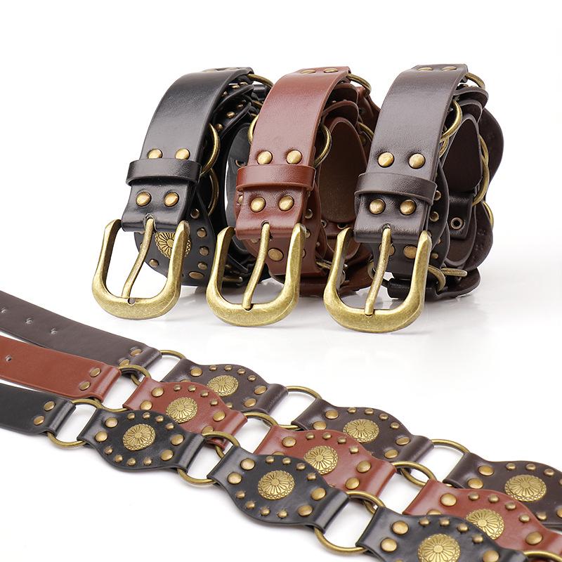 Women's Retro Alloy Cowboy Belt - Heavy Wide Decorative Accessory