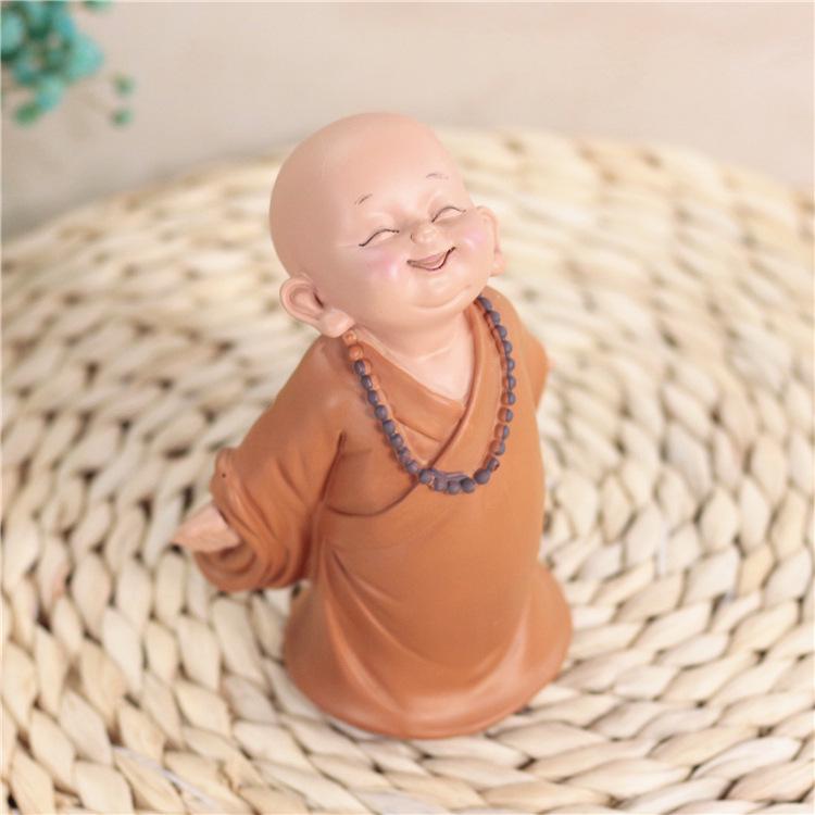 Resin Cute little monk statue Modern art sculpture Chinese Buddha statue Home living room, room decoration characteristic crafts