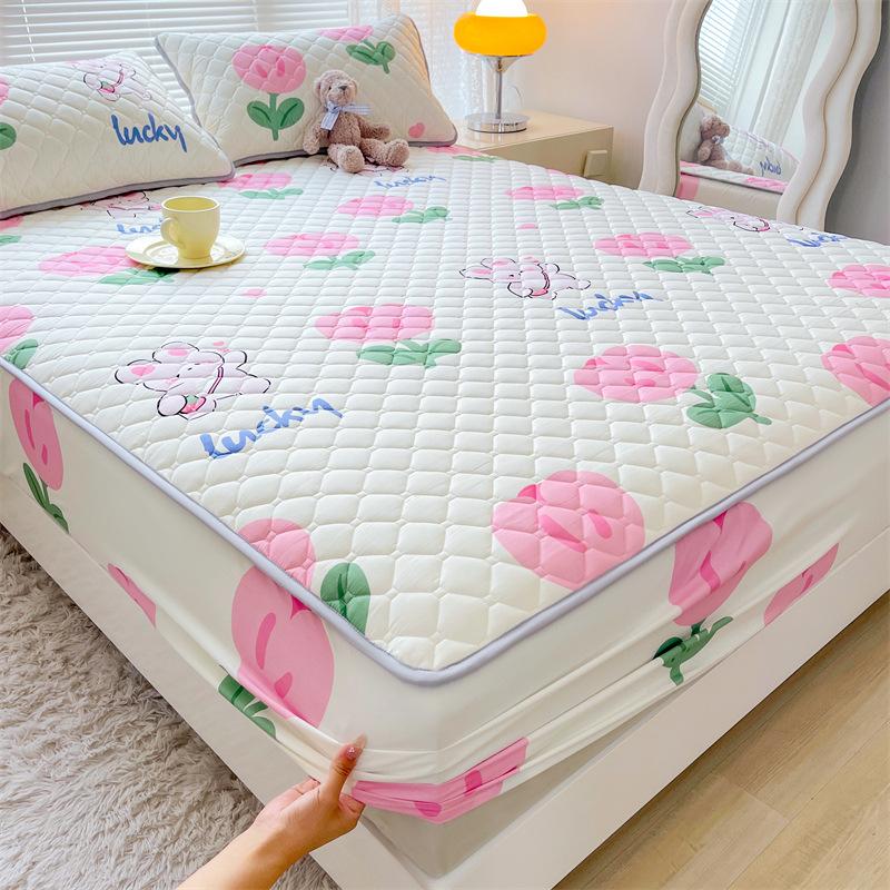 Maternal and Baby Grade Cotton Padded Bed Sheet, Skin Friendly Matte Print, Thickened Simmons Mattress, All Inclusive Protective Cover