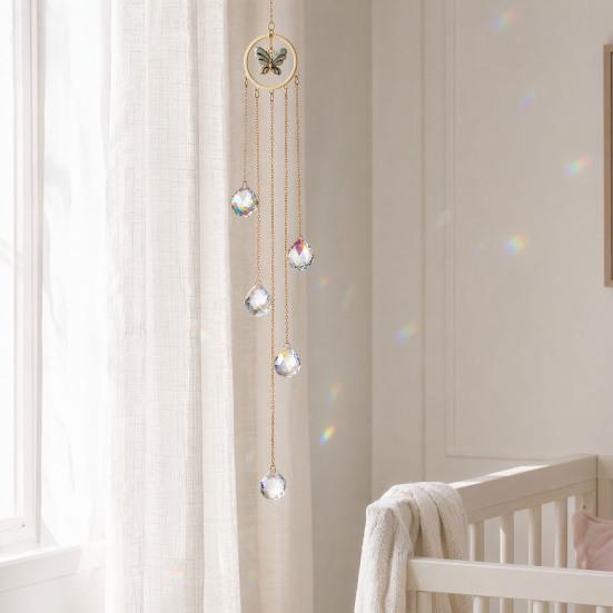 Wind Chime Sun Catcher 7-Color AB Crystal Balls & Light Beads Crystals Ball