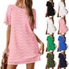 Vestidos Cortos Casuales de Verano con Encaje Bordado de Manga Corta Estilo Boho Ropa para Vacaciones en la Playa