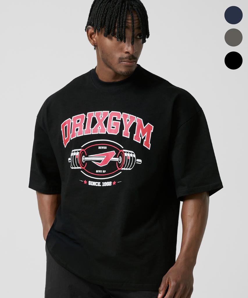 DRIX Gym Big Logo Graphic Oversized Half Sleeve_3Color