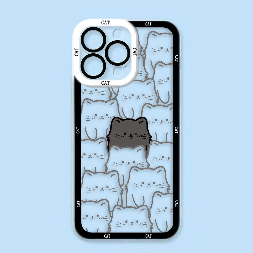 Funny Black Cartoon Cat Clear Phone Case For Infinix TECNO POVA 2 4 3 5 SMART 6 7 8 NOTE 10 11 12 30 30I 40 50 CAMON 19 20 Cover