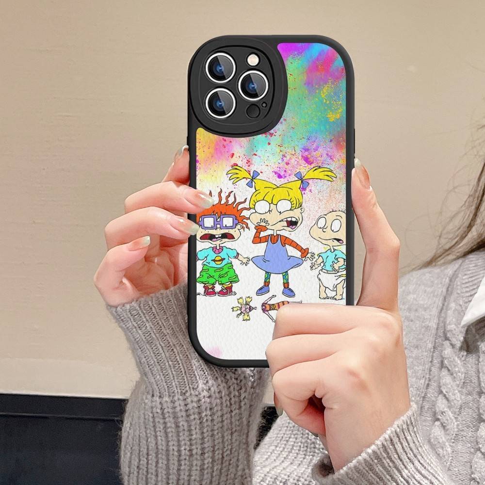 

Cartoon Funny R-Rugrats Leather Phone Case For IPhone 16 16e 15 14 13 12 11 Pro Max Plus Mini Cover iPhone 14pro max