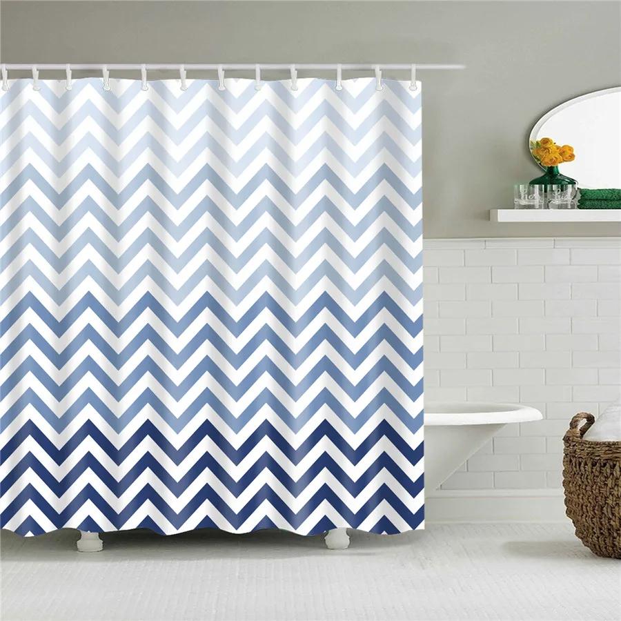 Black and White Shower Curtain Geometric Pattern Waterproof Polyester Home Decor Bath Curtains with Hooks Bathroom Accessories