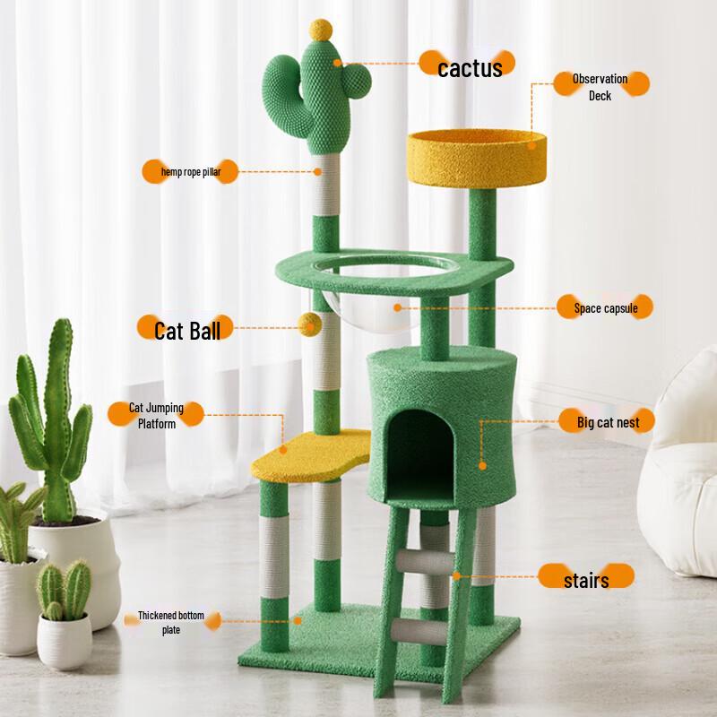 Cactus Cat Tree with Condo & Sisal Post