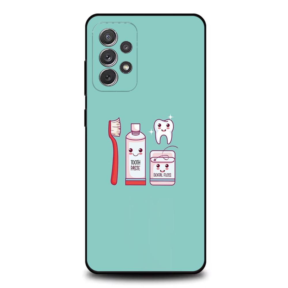 Tooth Teeth Funny Dentist Phone Case For Samsung S25,S24,S21,S22,S23,S30,Ultra,S20,Plus,Fe,Lite,Note,10,9,5G Black Cover
