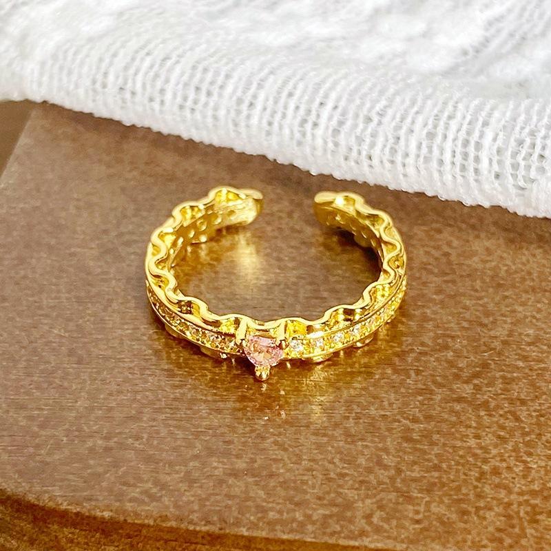 Medieval Vintage Enamel Light Luxury Full Of Diamonds Zircon High-End Sense Opening Ring Niche Ring Woman