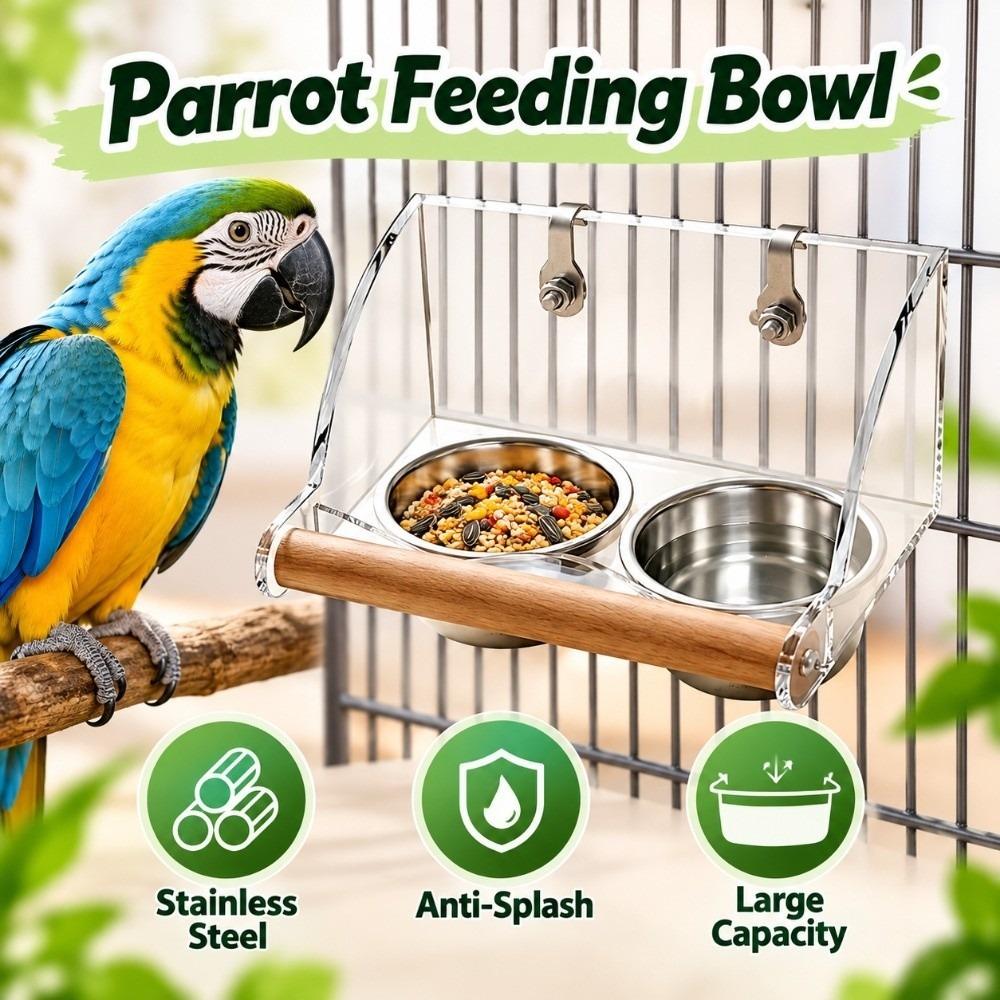 Stainless Steel Parrot Feeding Bowl Durable Bird Food Container Bird Food Water Bowl Parrot