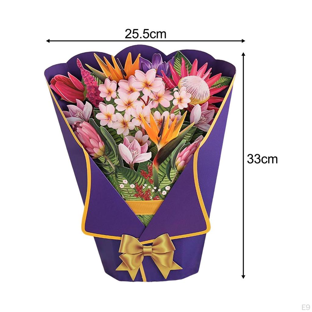 3D Bouquet Greeting Card Mother’s Day Birthday Paper Flower Romantic Popup